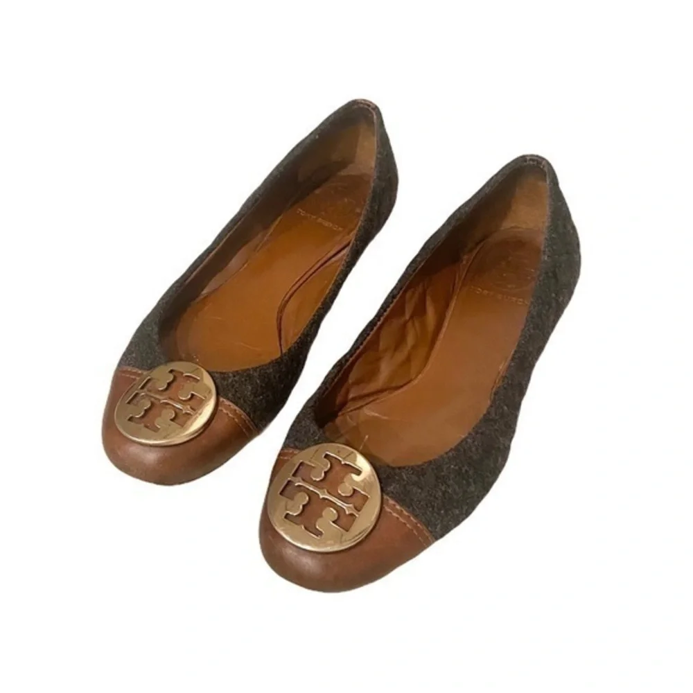 Tory Burch Parker Ballet‎ Gray Brown Wool Slip On Flats